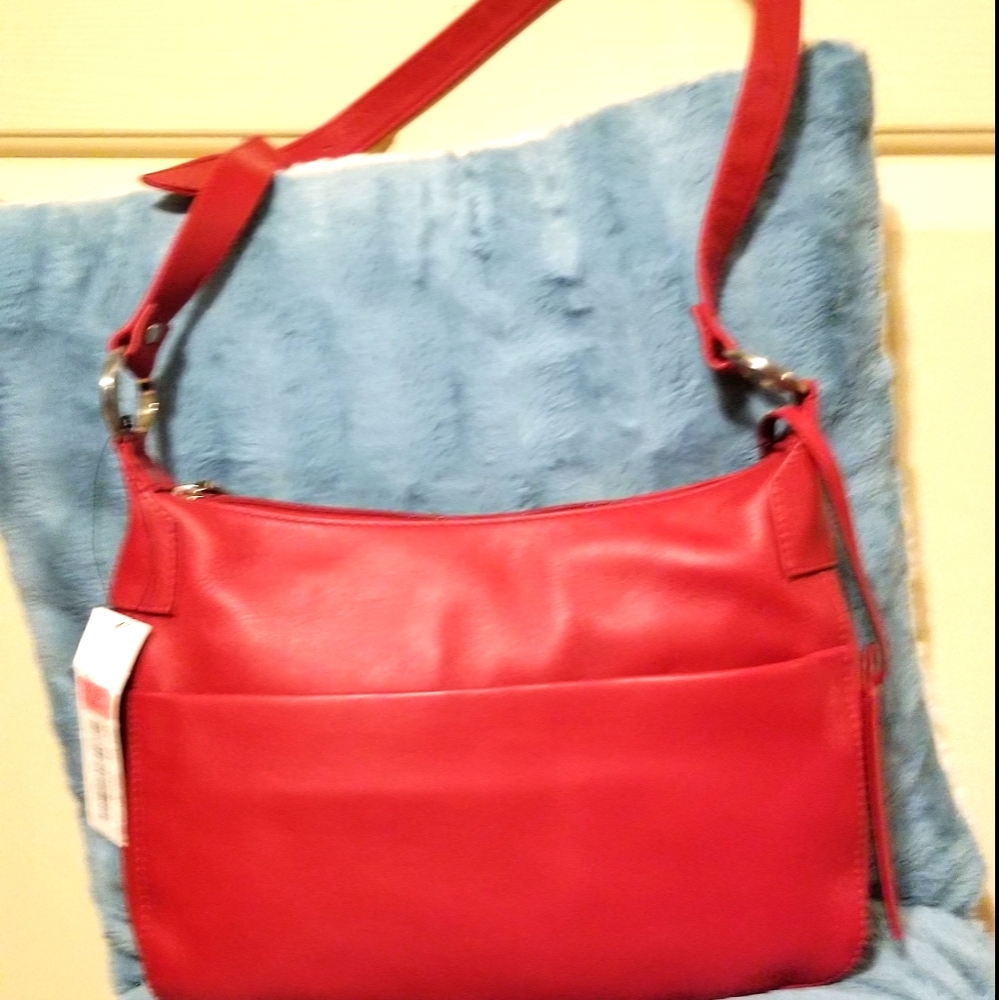 p&y  Red leather shoulder Bag
